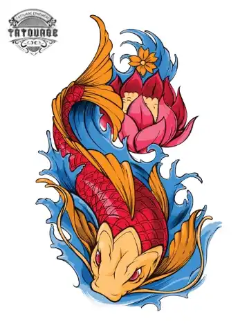 tatouage ephemere poisson en couleur Tatouage éphémère poisson en couleur