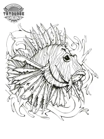 tatouage ephemere poisson lion Tatouage éphémère poisson lion