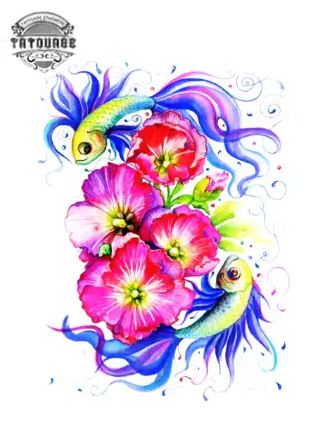 tatouage ephemere poisson multicolore Tatouage éphémère poisson multicolore