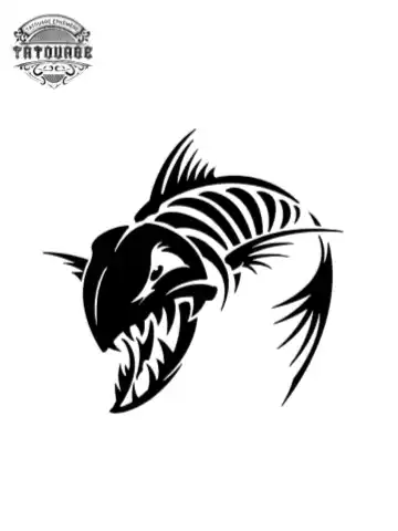 tatouage ephemere poisson squelette Tatouage éphémère poisson squelette