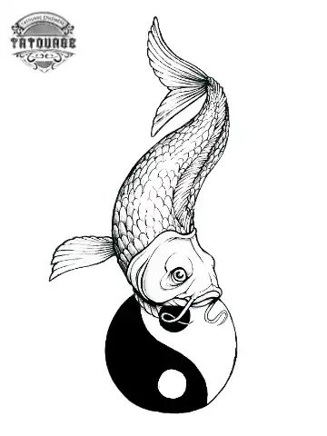 tatouage ephemere poisson yin yang Tatouage éphémère poisson yin yang