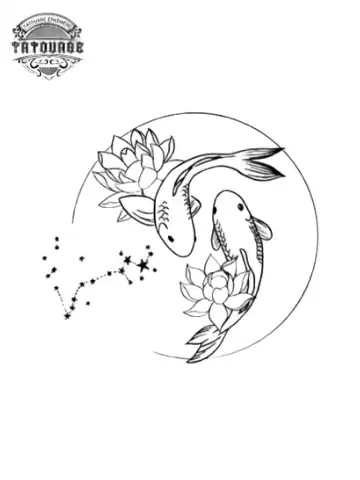 tatouage ephemere poisson zodiaque Tatouage éphémère poisson zodiaque