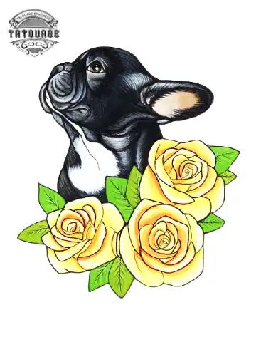 tatouage ephemere rose chien Tatouage éphémère rose chien