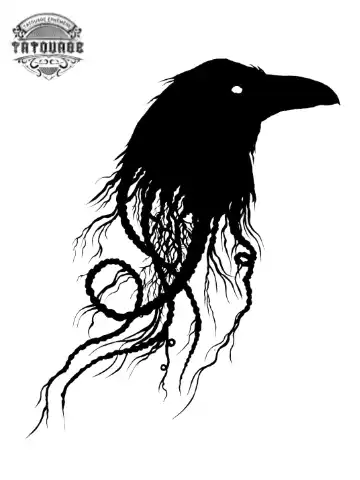 tatouage ephemere tete corbeau Tatouage éphémère tête corbeau