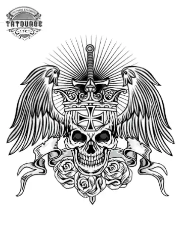 tatouage ephemere tete de mort ailes Tatouage éphémère tête de mort ailes