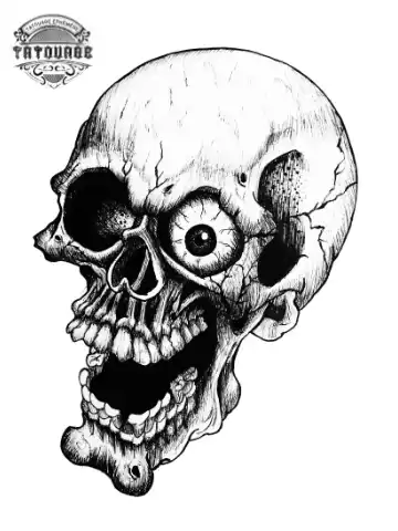 tatouage ephemere tete de mort avec des yeux Tatouage éphémère tête de mort avec des yeux
