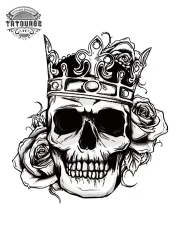 Tatouage éphémère tête de mort avec rose