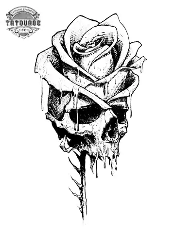 tatouage ephemere tete de mort avec une rose Tatouage éphémère tête de mort avec une rose