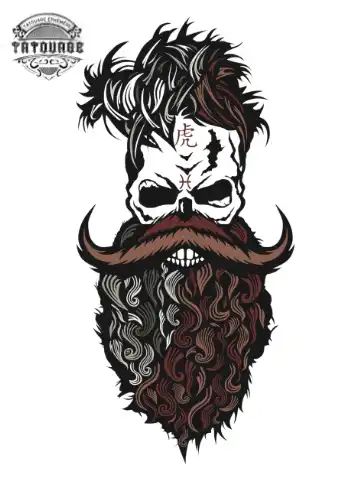 tatouage ephemere tete de mort barbu Tatouage éphémère tête de mort barbu