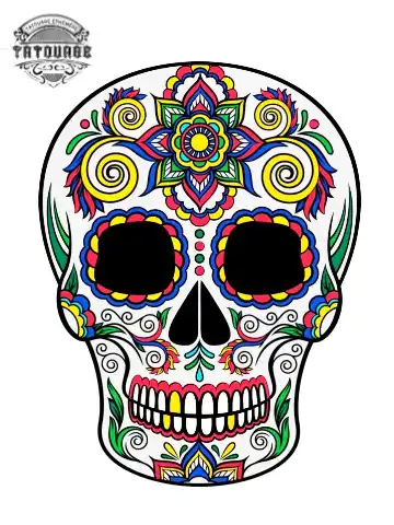 tatouage ephemere tete de mort couleur Tatouage éphémère tête de mort couleur