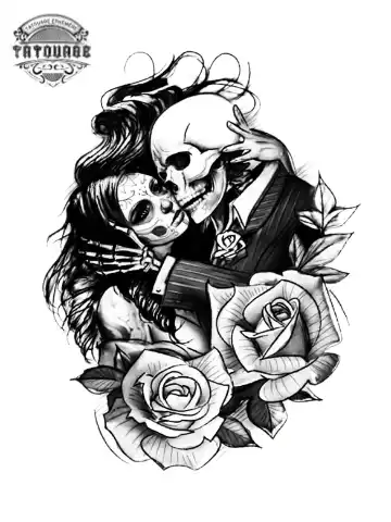 tatouage ephemere tete de mort couple Tatouage éphémère tête de mort couple