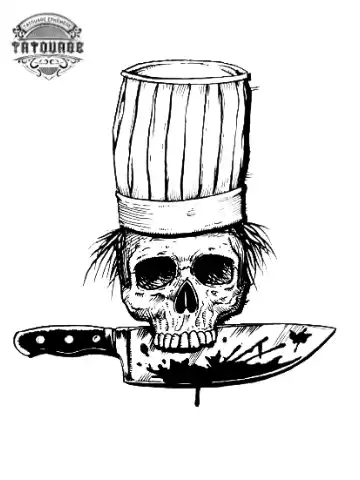 tatouage ephemere tete de mort cuisinier Tatouage éphémère tête de mort cuisinier