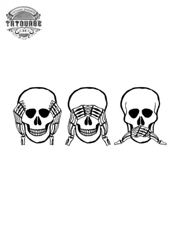 tatouage ephemere tete de mort de la sagesse Tatouage éphémère tête de mort de la sagesse