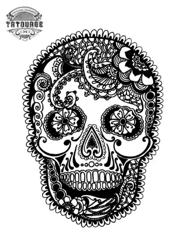 Tatouage éphémère tête de mort dentelle