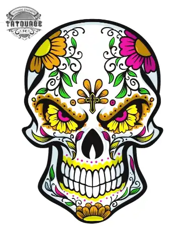 tatouage ephemere tete de mort espagnol Tatouage éphémère tête de mort espagnol