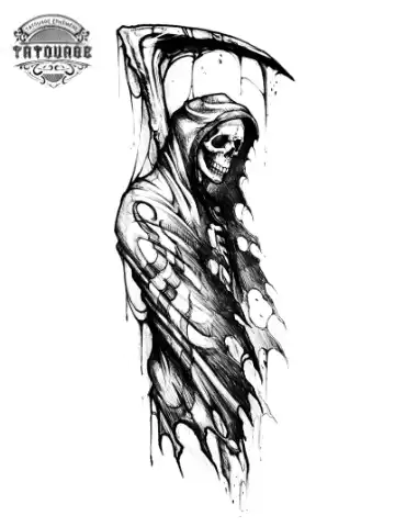 tatouage ephemere tete de mort faucheuse Tatouage éphémère tête de mort faucheuse