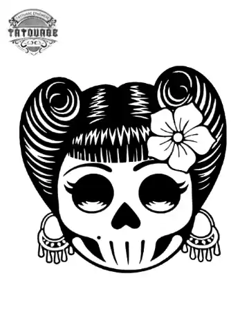 tatouage ephemere tete de mort femme mexicaine Tatouage éphémère tête de mort femme mexicaine