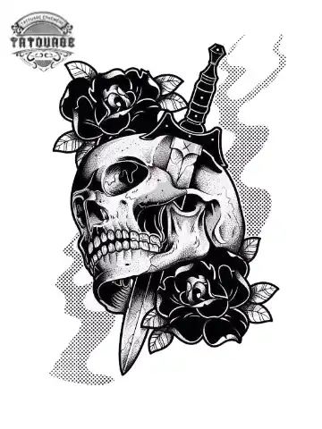 tatouage ephemere tete de mort fleur femme Tatouage éphémère tête de mort fleur femme