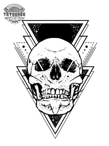 Tatouage éphémère tête de mort géométrique