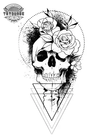 tatouage ephemere tete de mort graphique Tatouage éphémère tête de mort graphique