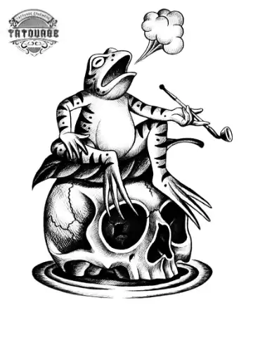 tatouage ephemere tete de mort grenouille Tatouage éphémère tête de mort grenouille
