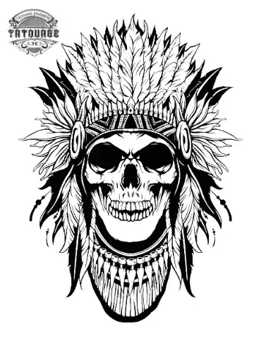 tatouage ephemere tete de mort indien Tatouage éphémère tête de mort indien