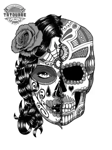Tatouage éphémère tête de mort mexicaine femme