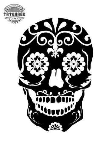 tatouage ephemere tete de mort mexicaine noir et blanc Tatouage éphémère tête de mort mexicaine noir et blanc