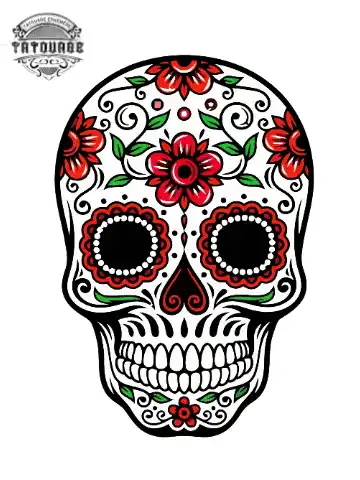 tatouage ephemere tete de mort mexicaine Tatouage éphémère tête de mort mexicaine
