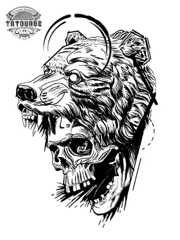 tatouage ephemere tete de mort ours Tatouage éphémère tête de mort ours
