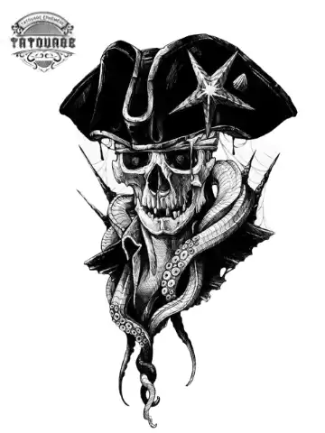 tatouage ephemere tete de mort pirate Tatouage éphémère tête de mort pirate