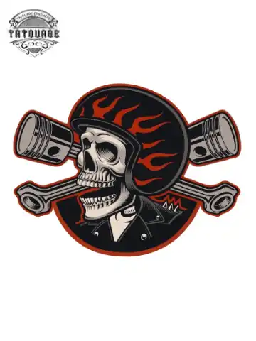 tatouage ephemere tete de mort piston Tatouage éphémère tête de mort piston