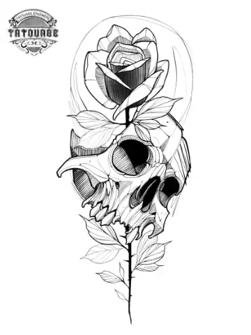 Tatouage éphémère tête de mort rose