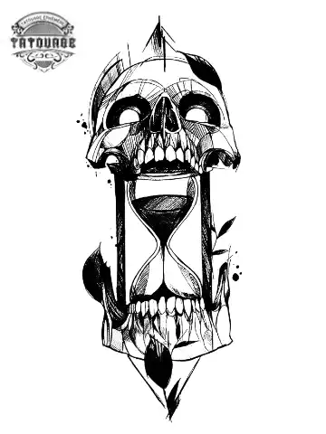 tatouage ephemere tete de mort sablier Tatouage éphémère tête de mort sablier