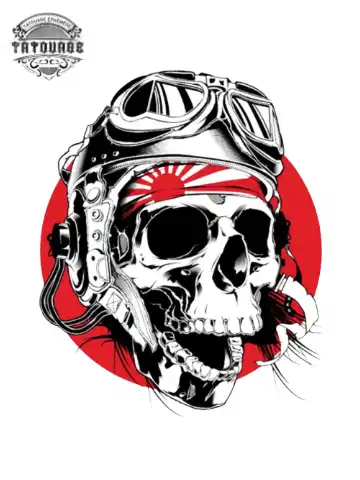tatouage ephemere tete de mort samourai Tatouage éphémère tête de mort samouraï