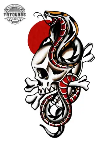 tatouage ephemere tete de mort serpent Tatouage éphémère tête de mort serpent