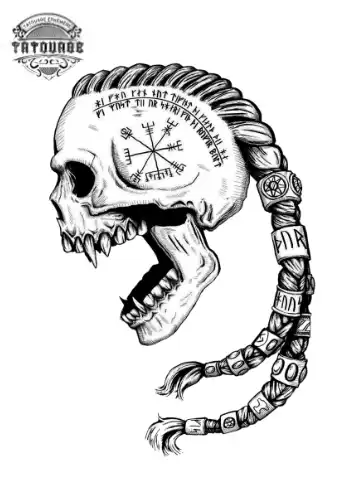 Tatouage éphémère tête de mort viking