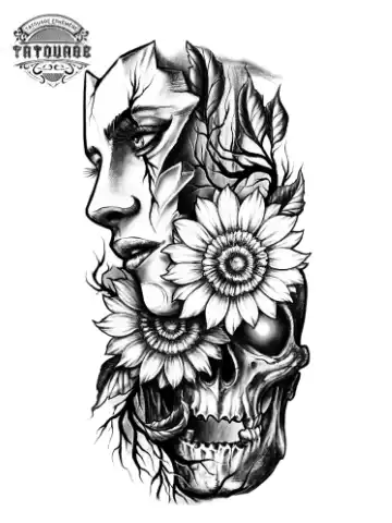 Tatouage éphémère tête de mort visage