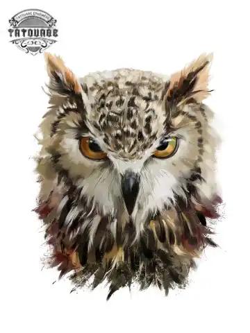 tatouage ephemere tete hibou Tatouage éphémère tête hibou