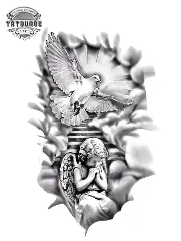 tatouage ephemere un ange dans le ciel Tatouage éphémère un ange dans le ciel