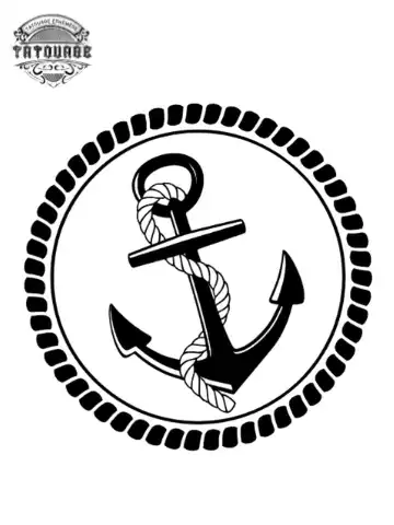 Tatouage éphémère ancre avec corde