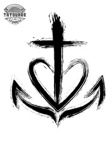 Tatouage éphémère ancre coeur croix