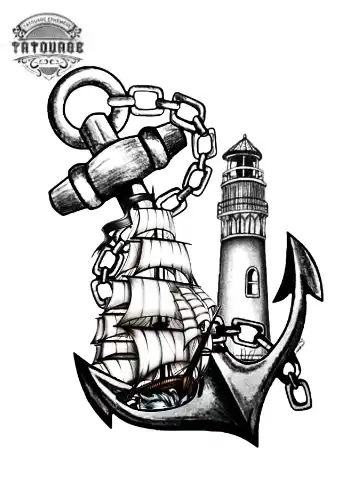 Tatouage éphémère ancre de bateau