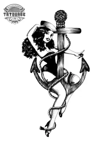Tatouage éphémère ancre féminin
