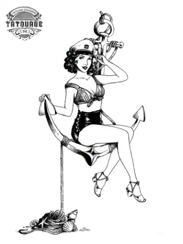 Tatouage éphémère ancre marine femme