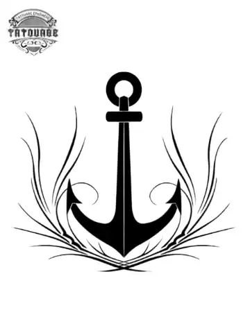 Tatouage éphémère ancre marine noire