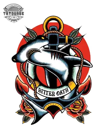 Tatouage éphémère ancre marine old school