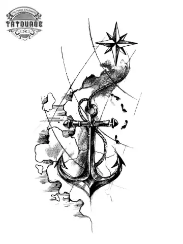 Tatouage éphémère ancre marine