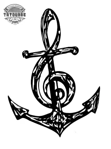 Tatouage éphémère ancre note de musique