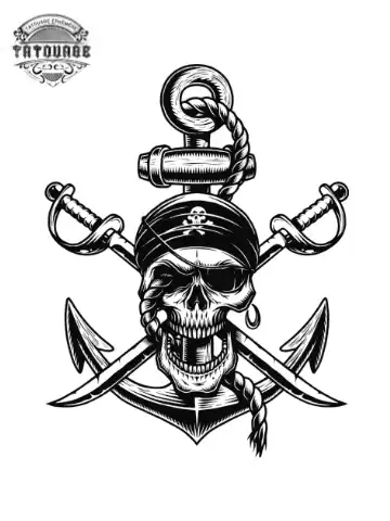 Tatouage éphémère ancre pirate